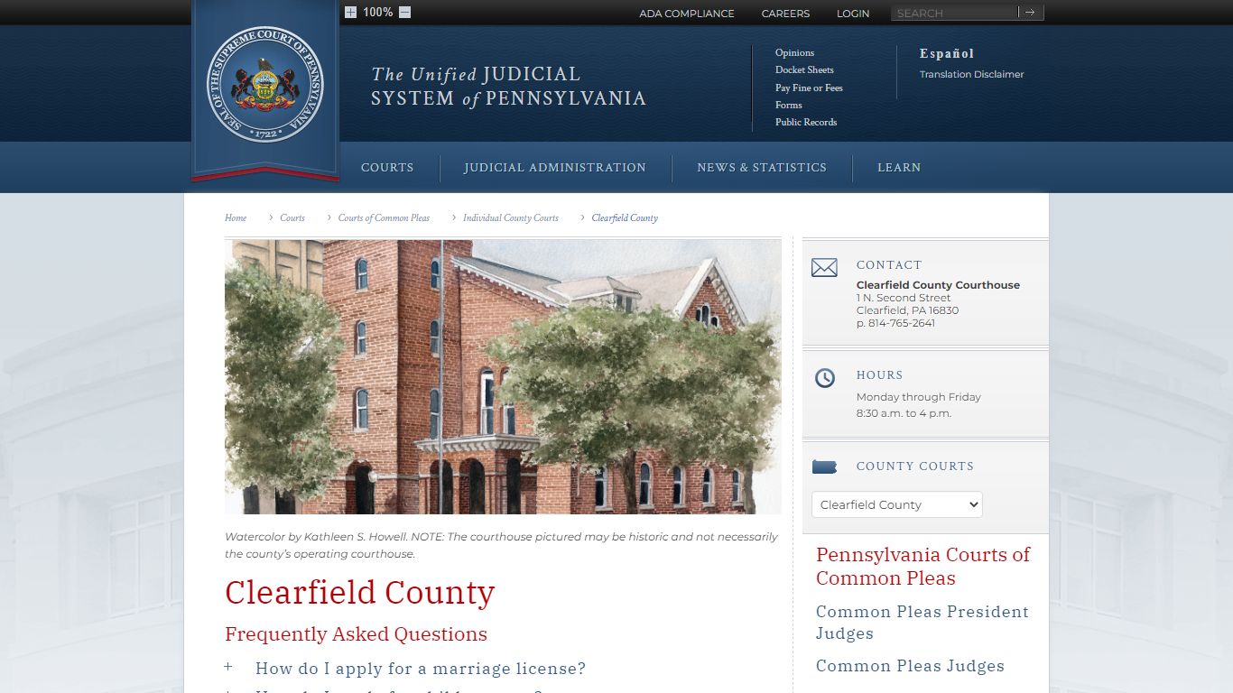 Clearfield County | Individual County Courts | Courts of Common Pleas ...